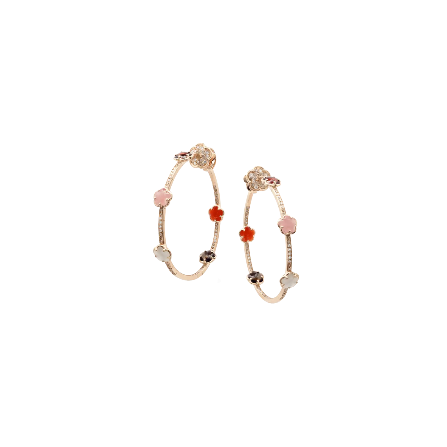 

Серьги figlia dei fiori из розового золота с розовым халцедоном, красным гранатом, лунным камнем, дымчатым кварцем, сердоликом, белыми и шампанскими бриллиантами - 16004r. PASQUALE BRUNI