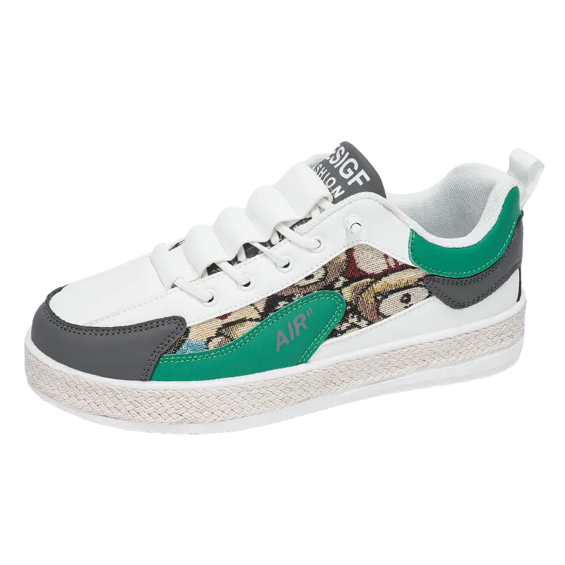 

BOLE Антискользящие износостойкие низкие скейтерские кроссовки мужские бело-зеленые, цвет White Green