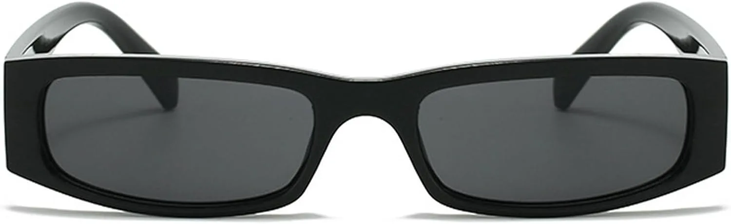 

Ретро-солнцезащитные очки маленького прямоугольного размера для женщин и мужчин, узкая квадратная оправа, винтажный дизайн, женские солнцезащитные очки mincl, Black