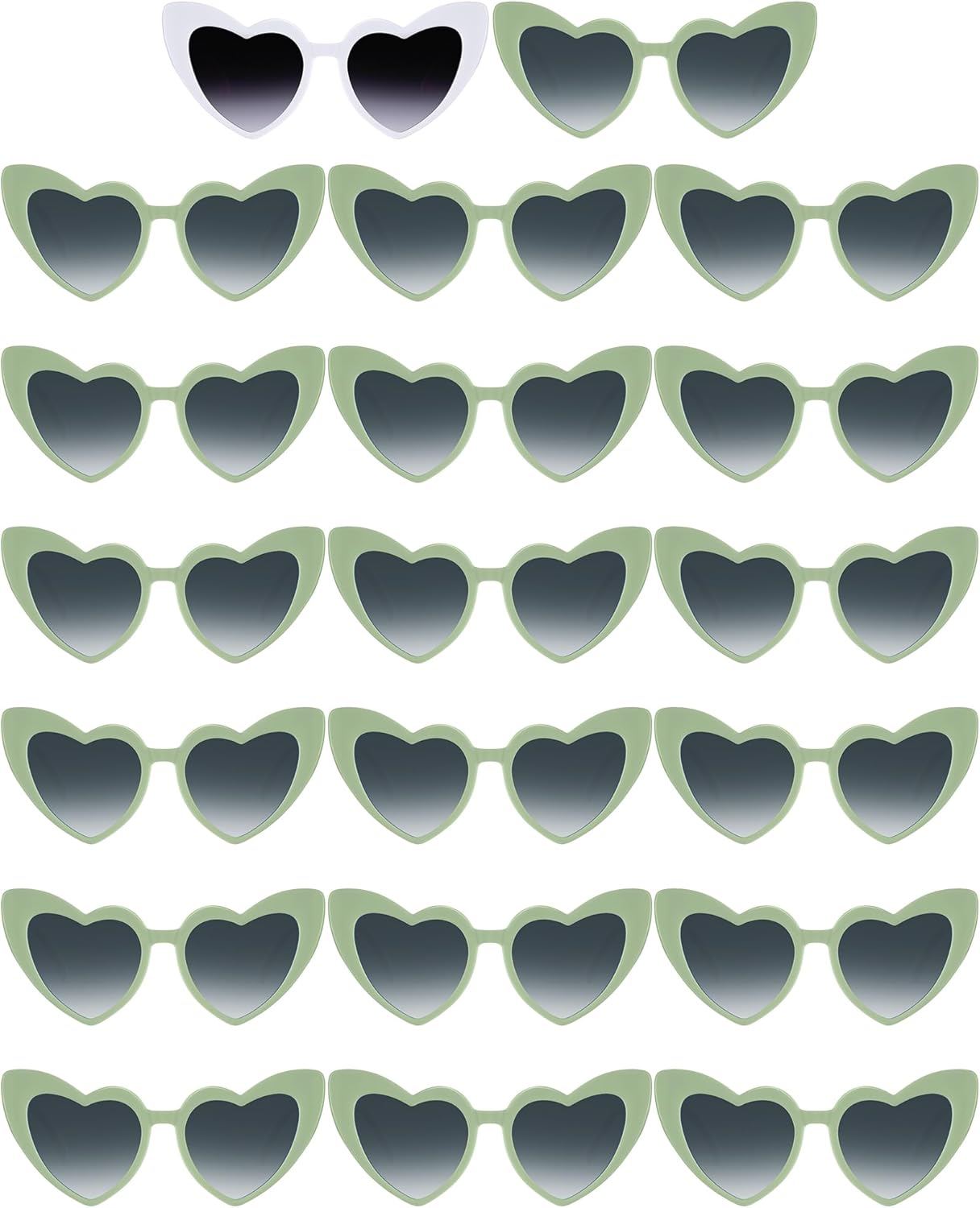 

Солнцезащитные очки Flutesan в стиле ретро с сердечками, 20 пар - винтажные очки «кошачий глаз» для женщин, для девичника и невесты (оптовая продажа), White and Sand Green