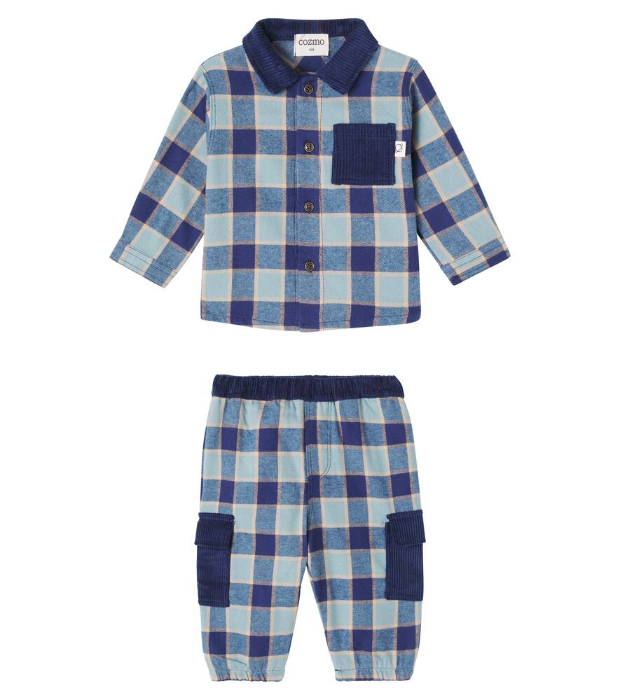 

Комплект из детской клетчатой фланелевой рубашки и спортивных штанов Cozmo, Artic Blue