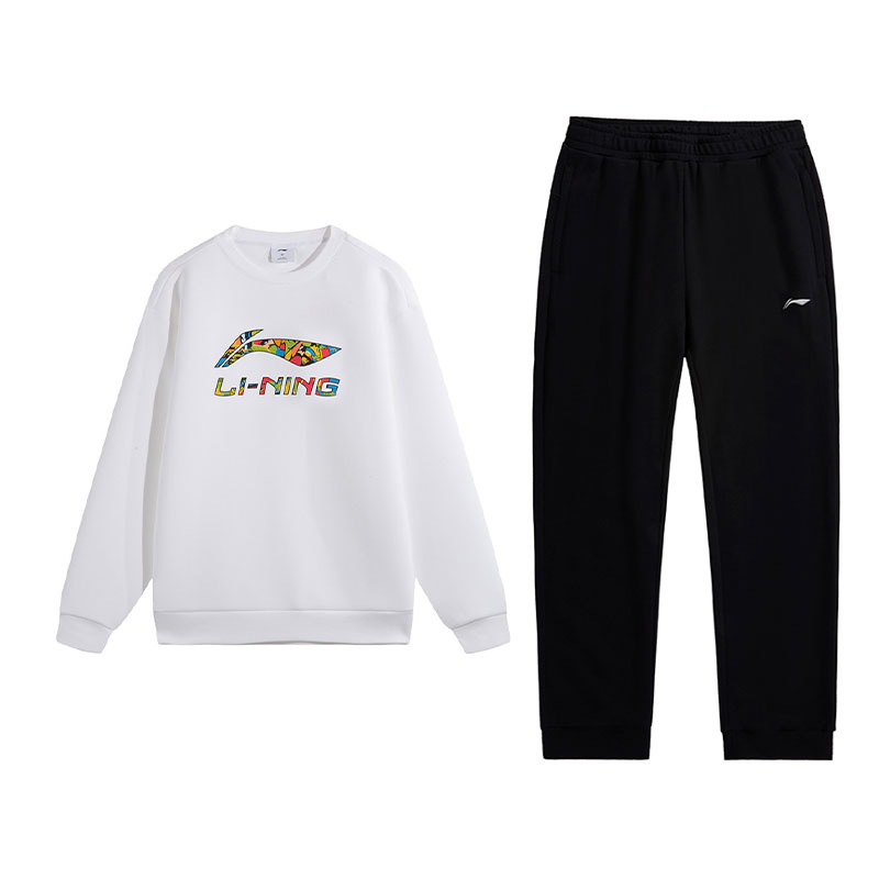 

Толстовка Li-Ning, мужской комплект из 2 предметов, белый top+черный pants