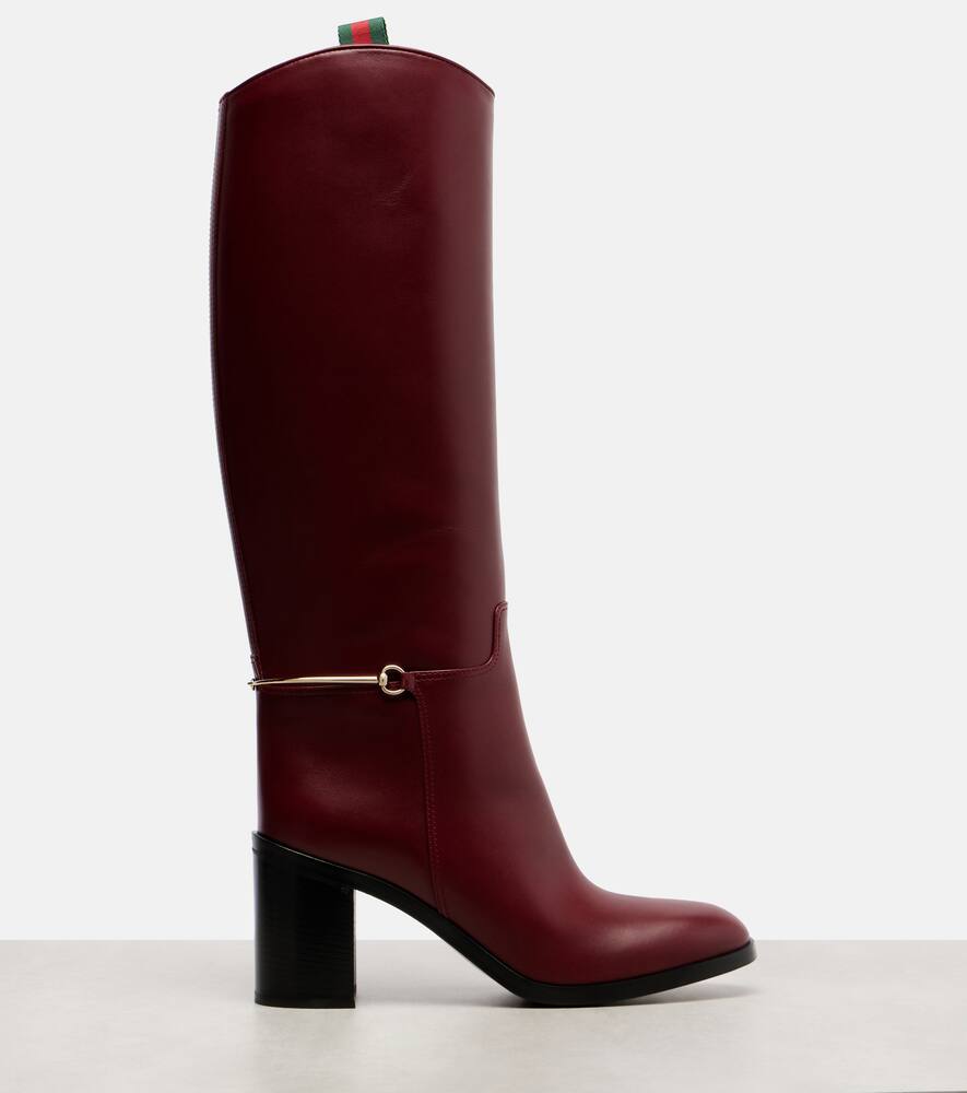 Кожаные сапоги до колена с подвеской horsebit Gucci, Rosso Ancora — фото 4