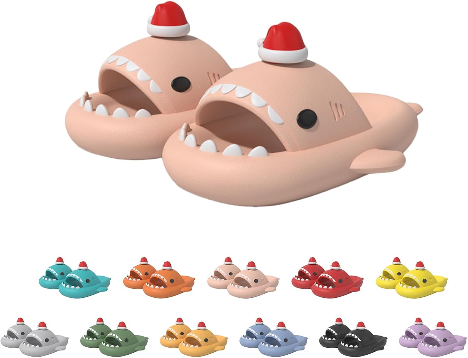 

Рождественские шлепанцы с акулой, Шлепацы с акулой для мужчин и женщин, 3D мультяшные шлепанцы-акулы, шлепанцы для Рождества и Хэллоуина Generic, розовый