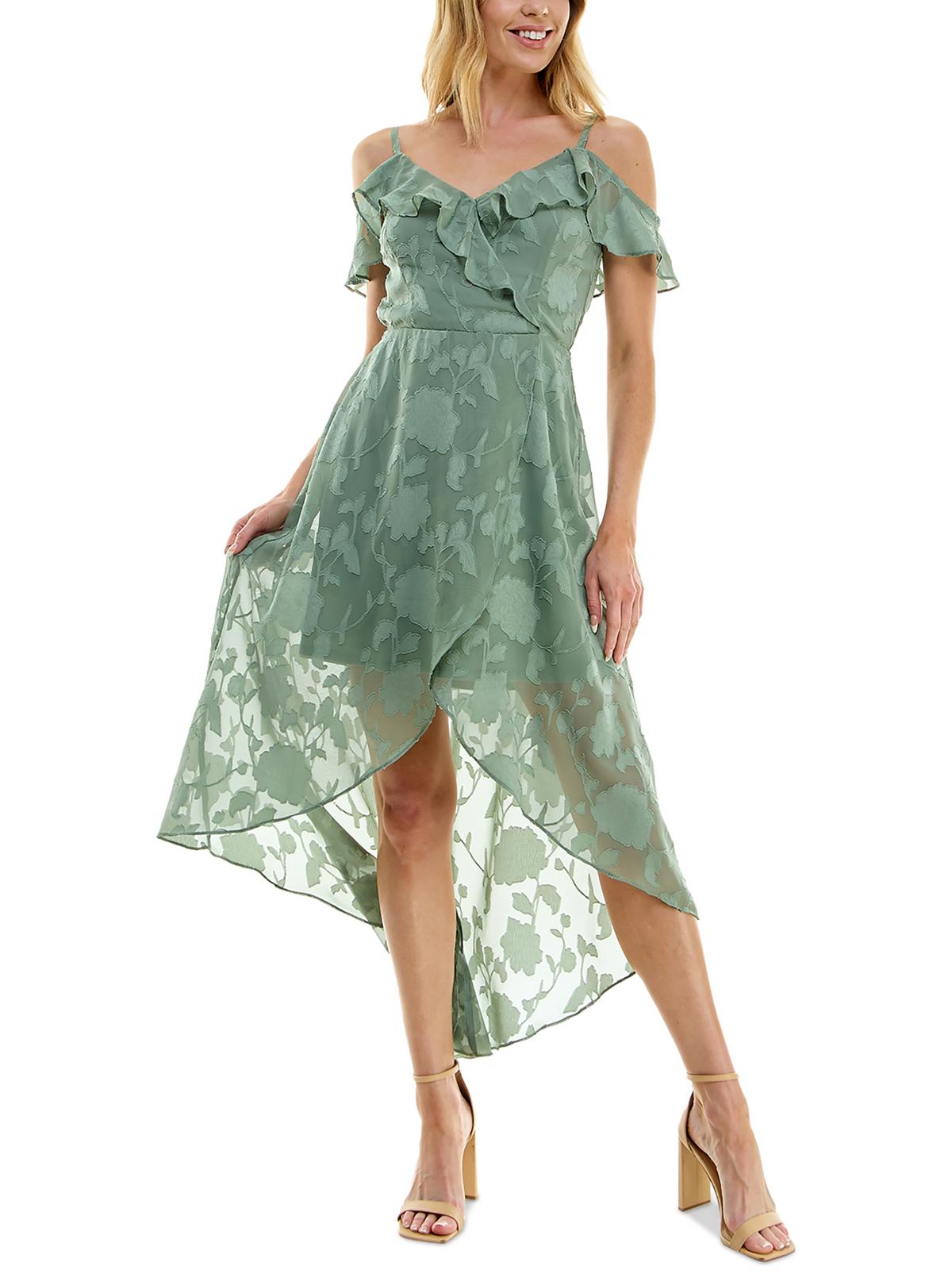

Платье для коктейля и вечеринки Juniors Womens с оборками Hi-Low BCX, цвет sage