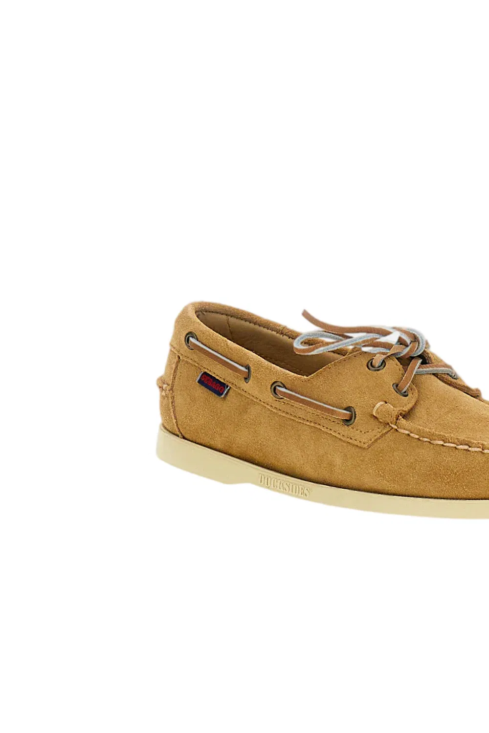 Sebago Бежевые кожаные и замшевые мокасины со шнуровкой по всему периметру (360°) — фото 4