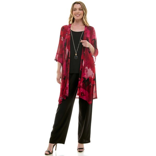

Женский комплект из 2 предметов: топ и брюки Luxology, цвет black red fuchsia