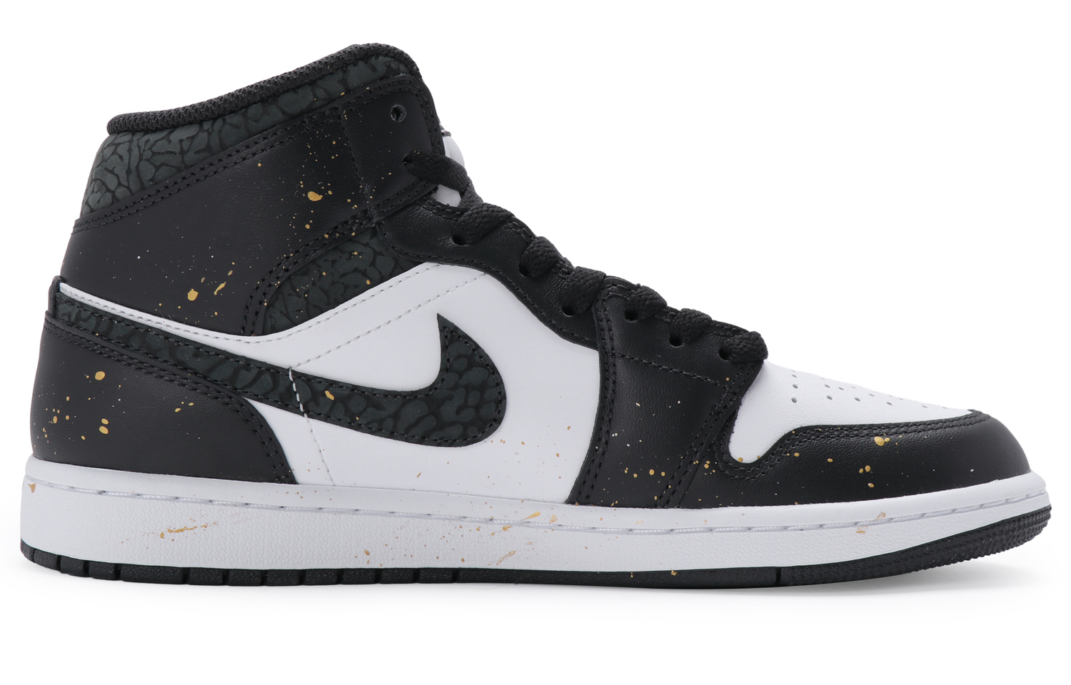 Винтажные баскетбольные кроссовки Air 1 мужские высокие топы White Jordan, Black Gold White — фото 2