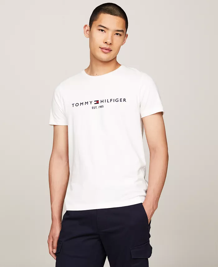 

Мужская футболка с вышитым логотипом Slim-Fit с круглым вырезом Tommy Hilfiger, белый