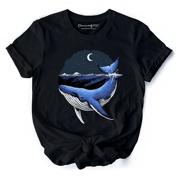 

Футболка Moonlit whale vintage, ночной океан ретро Ornamentallyyou