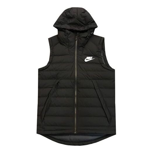

Пуховик мужской повседневный спортивный жилет с капюшоном Nike, черный
