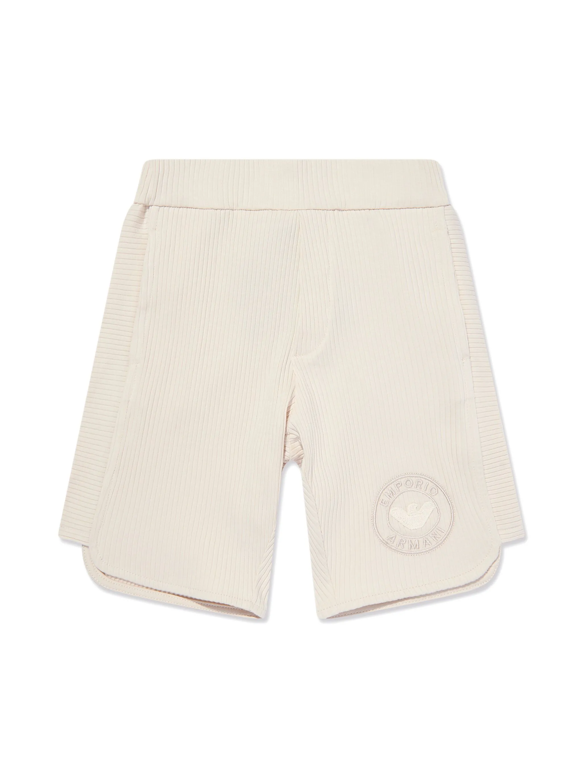 

Шорты в рубчик с вышитым логотипом Emporio Armani Kids, бежевый