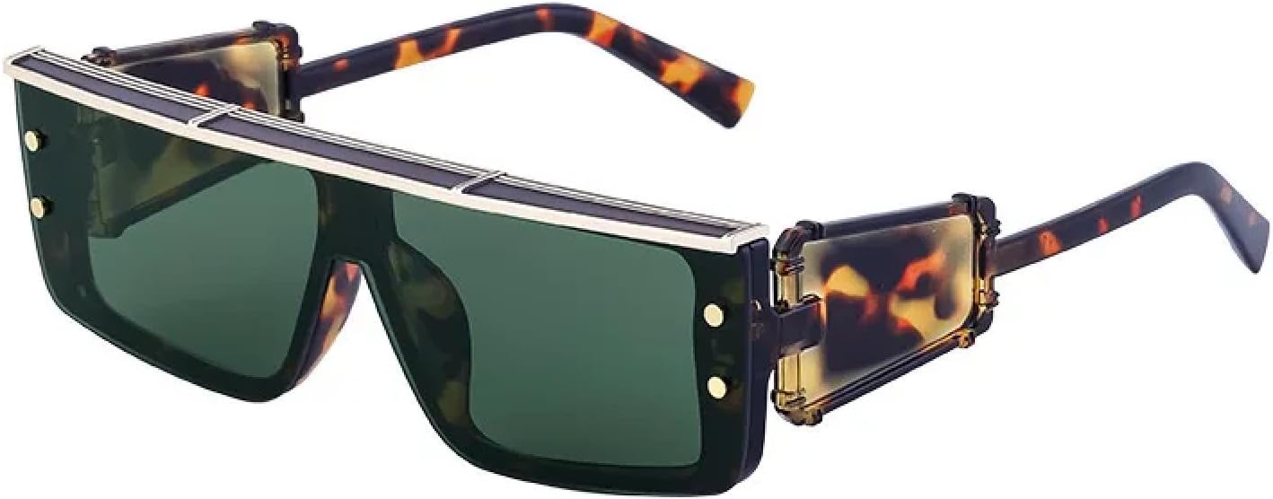 

Винтажные солнцезащитные очки в стиле стимпанк с заклепками для женщин и мужчин, роскошные солнцезащитные очки в стиле панк, модные солнцезащитные очки TKKTLLT, Leopard Dark Green