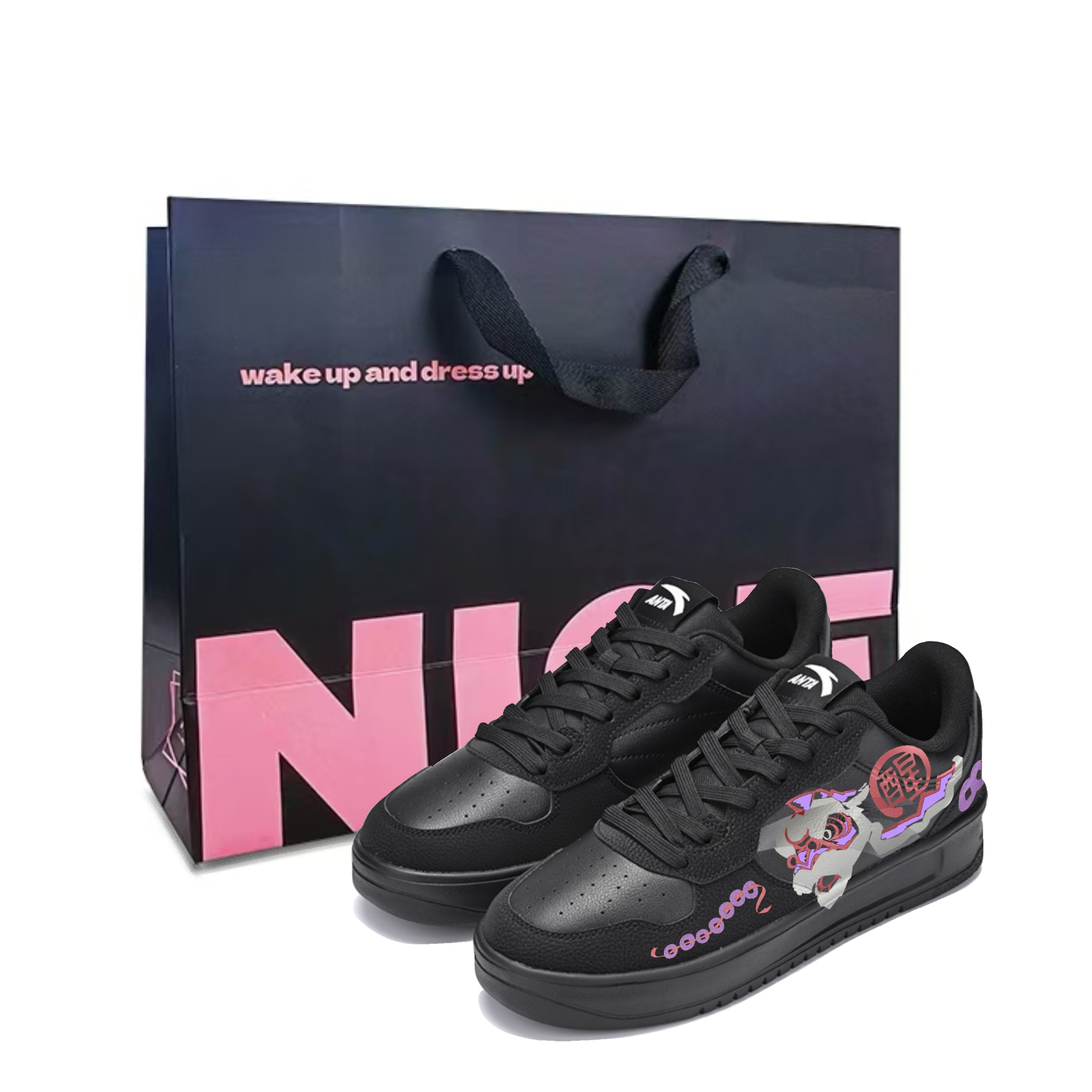 

Классические амортизирующие, износостойкие низкие скейтбордистские кроссовки для мужчин Anta, черный