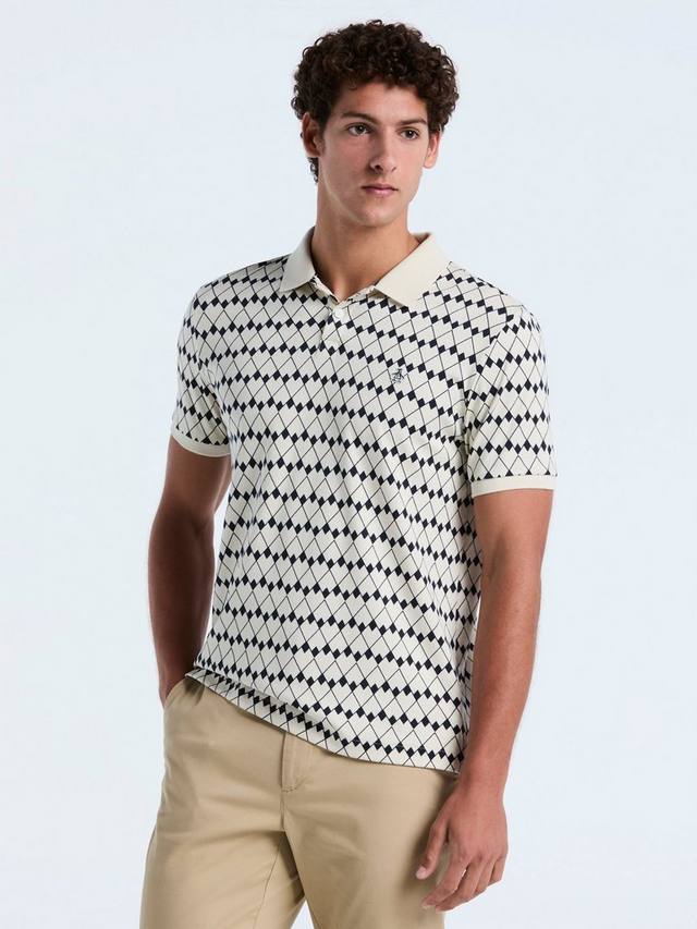 

Органическая хлопковая поло с принтом флагов и короткими рукавами Original Penguin, Birch