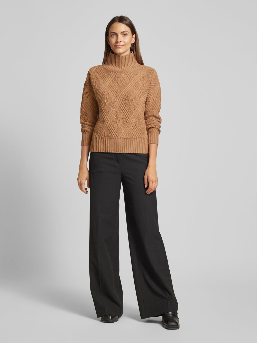 

Вязаный свитер с манжетами в рубчик, модель «ПАНИНО» Max Mara Studio, коричневый
