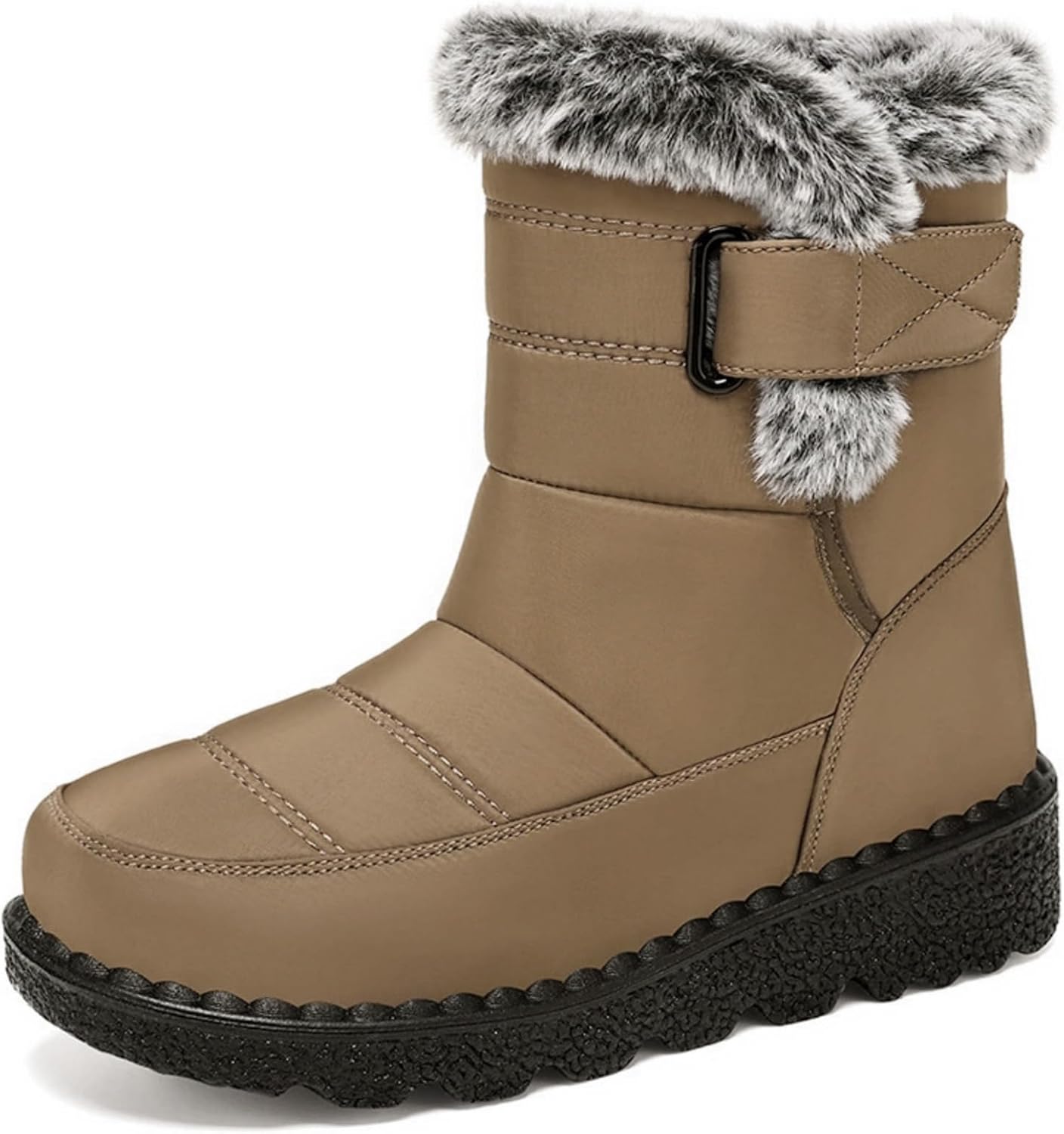 

Женские зимние сапоги с теплой меховой подкладкой, сапоги средней длины, противоскользящие, водонепроницаемые, для улицы, удобные для ходьбы, модные, мягкие, теплые ботинки Toumov, A-coffee