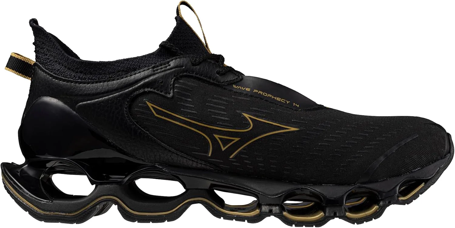 Мужские кроссовки для бега Mizuno Wave Prophecy 14, черный/золотой — фото 3