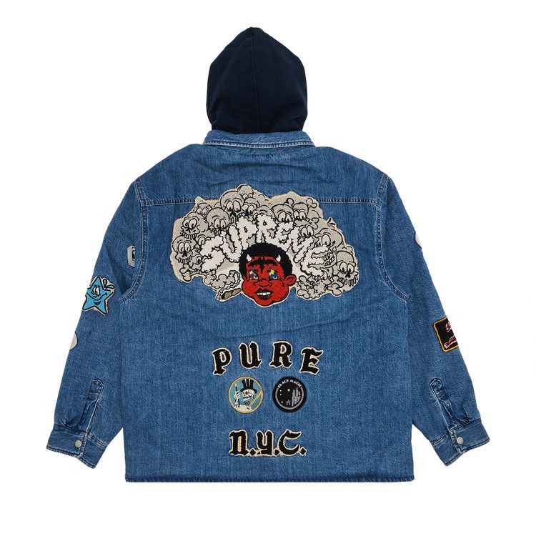 Рубашка Supreme Patches Hooded Zip Up Shirt, Denim — фото 2
