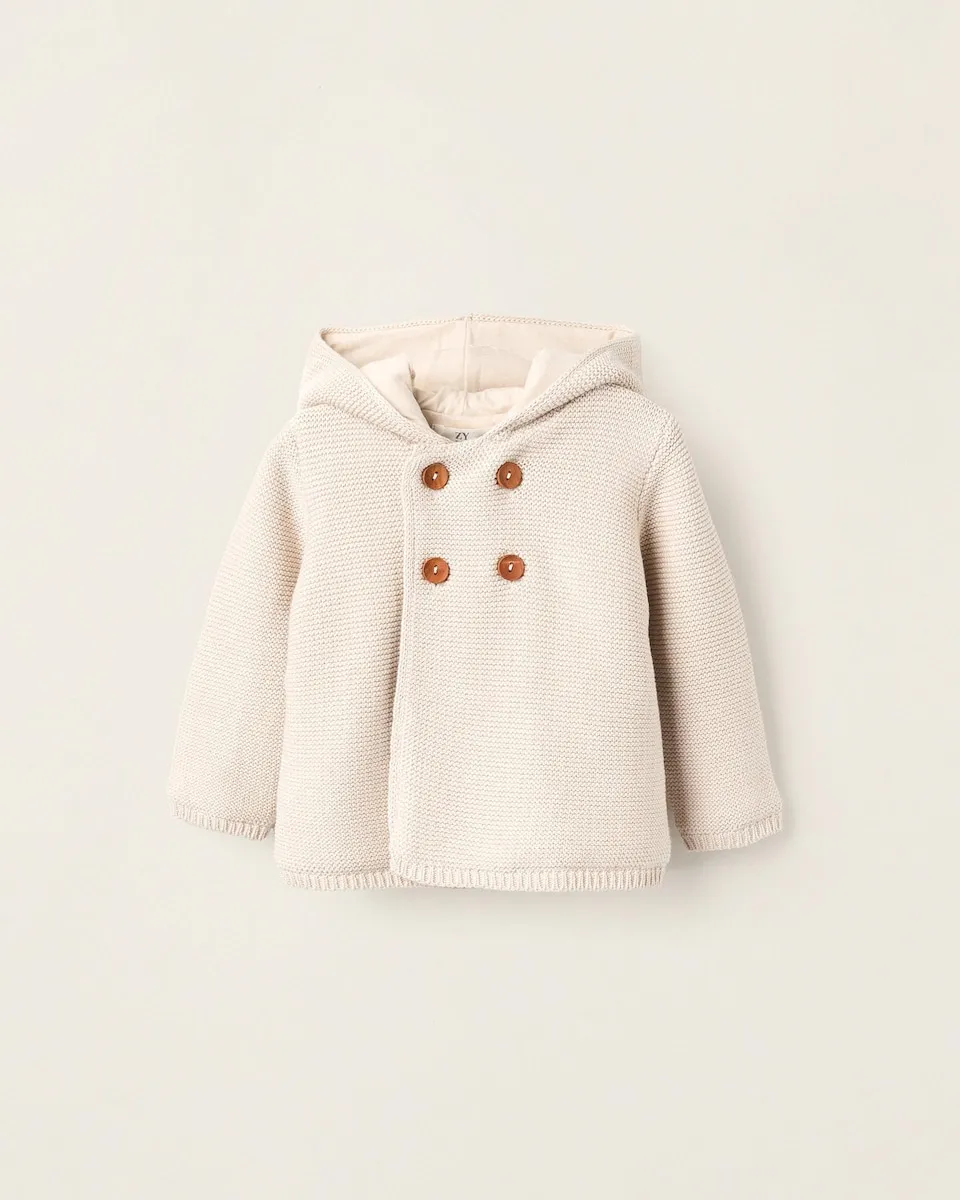 

Детская куртка из 100% хлопка трикотажная с капюшоном Zippy, бежевый