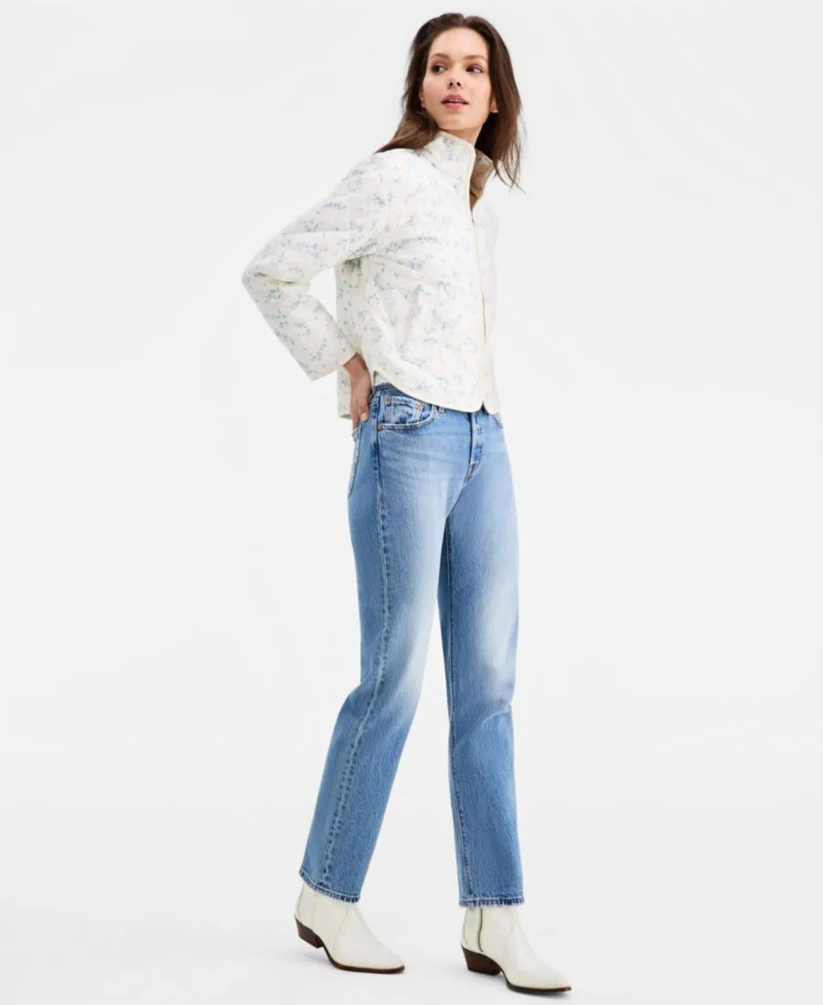 Женская стеганая короткая куртка на молнии Levi's, белый floral — фото 4