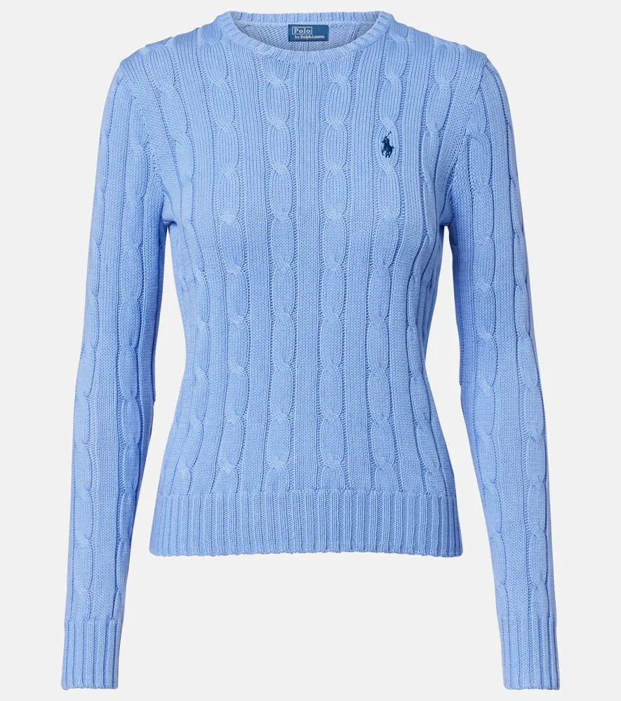 Хлопковый свитер крупной вязки Polo Ralph Lauren, синий