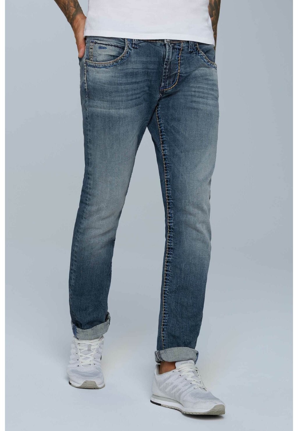 

Джинсы прямые JEANS NI:CO MIT FARBIGEN NÄHTEN Camp David, цвет blue