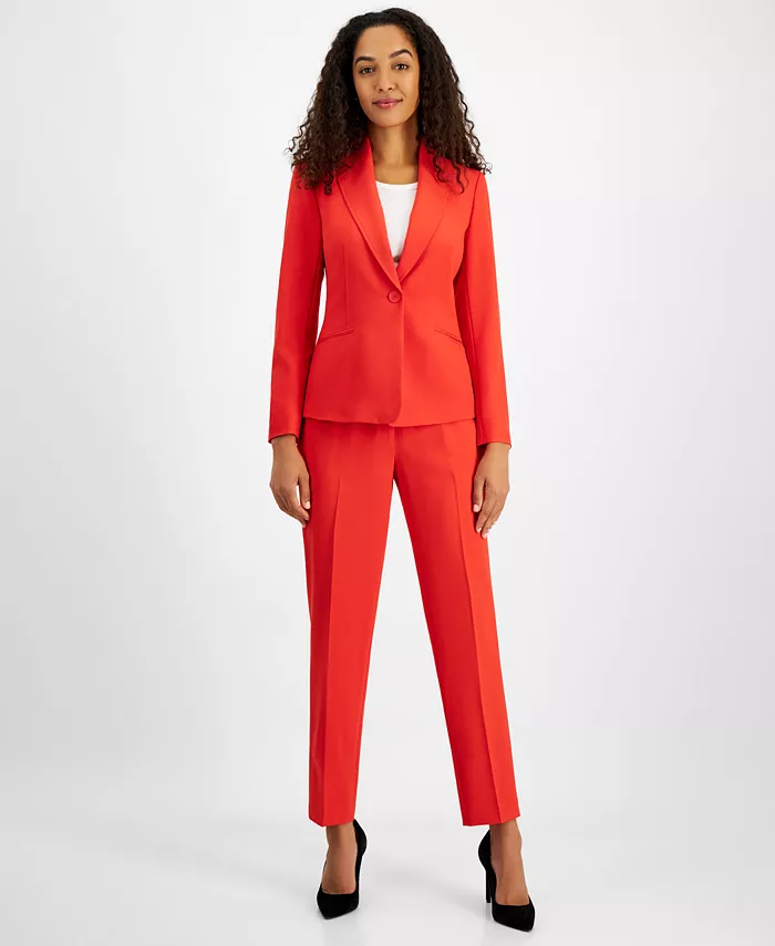 

Женский брючный костюм с одной пуговицей и прямыми брючинами, Regular & Petite Le Suit, красный