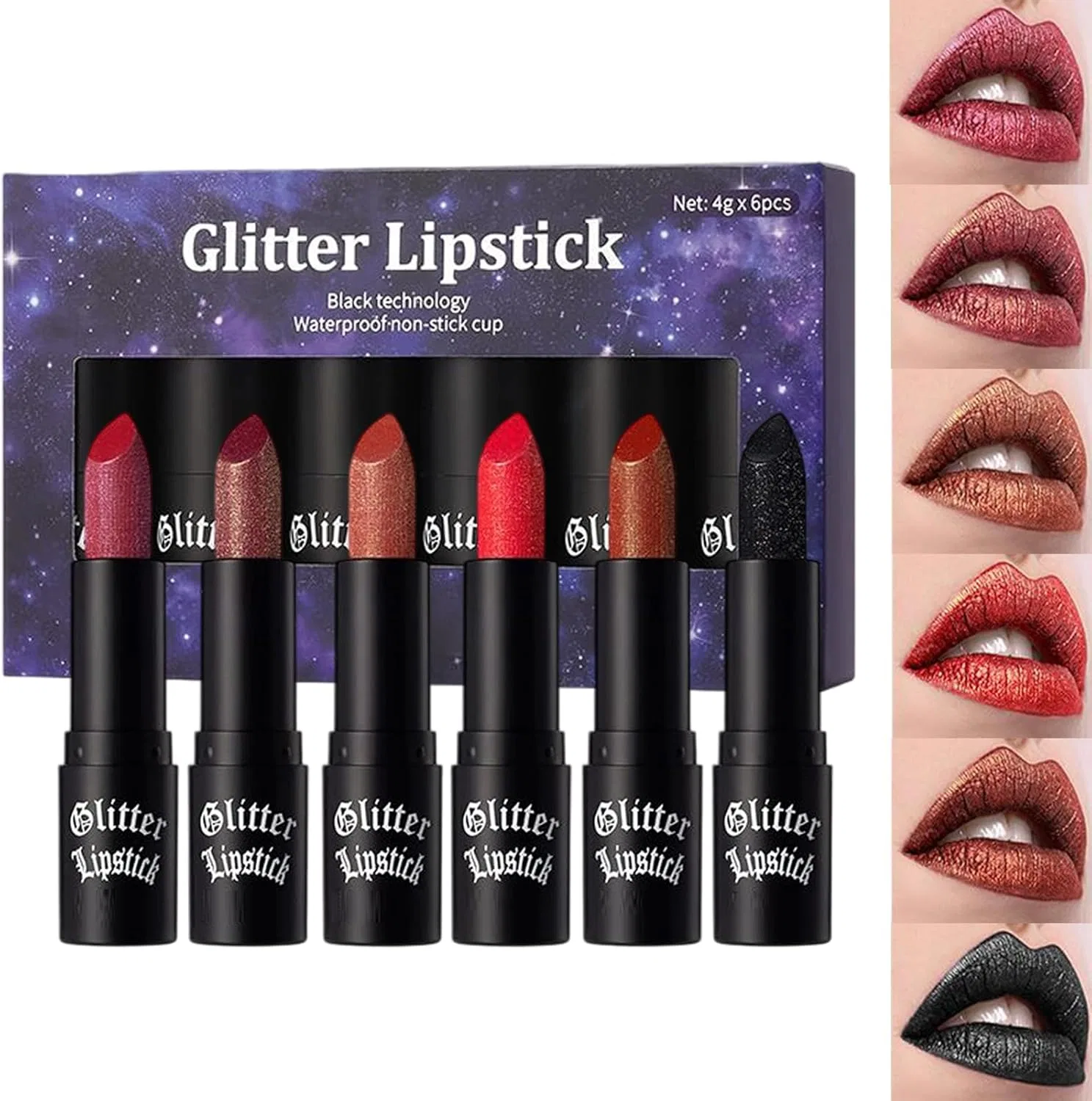 Набор блесков для губ Glitter Lipstick 6 шт., белый