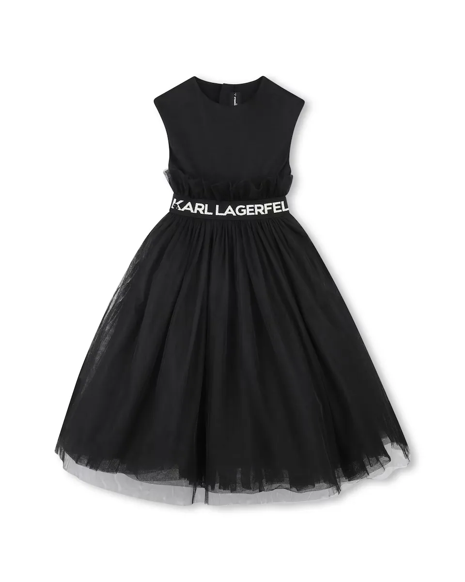 

Платье для девочки в черном цвете без рукавов Karl Lagerfeld Kids, чёрный