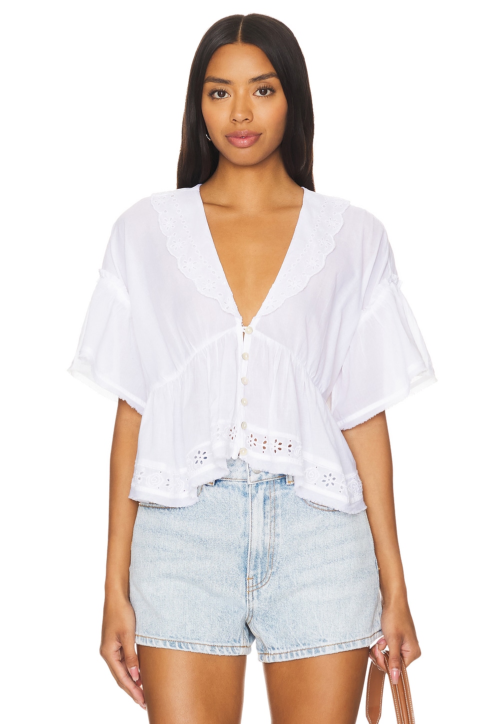 

Топ с вышивкой «белла» Free People, белый