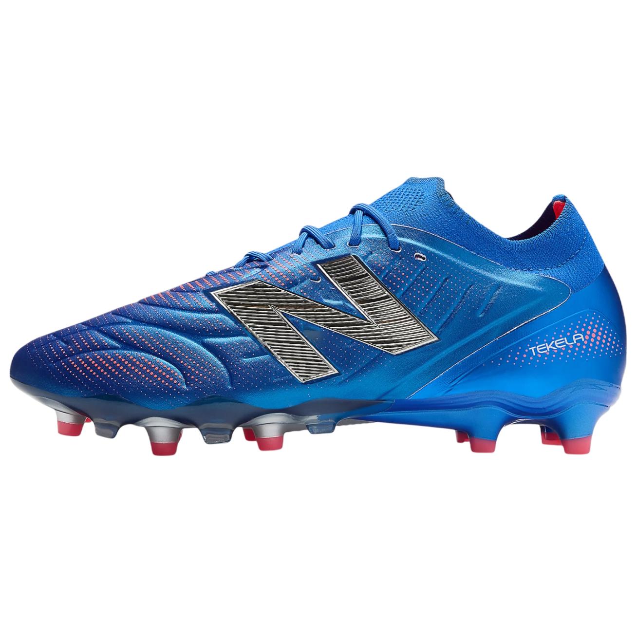 New Balance Футбольные бутсы Tekela Elite V5, устойчивые к истиранию, унисекс, сине-серебристые