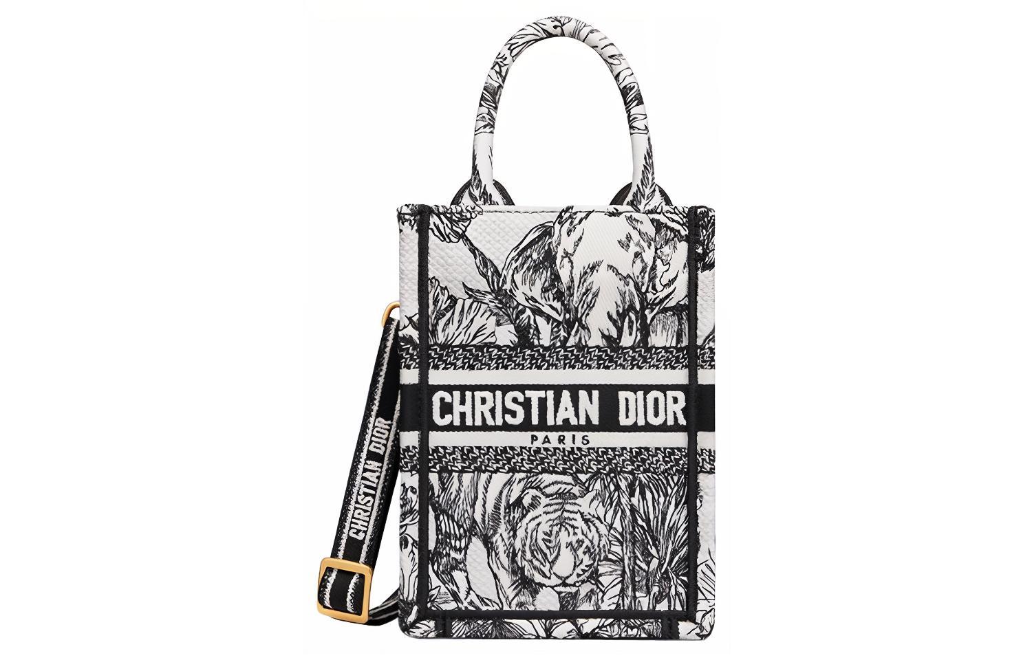 

DIOR Сумка для вышивки Шоппер Чехол для телефона Сумка через плечо Кроссбоди Миниатюрная женская сумка белого и черного цветов