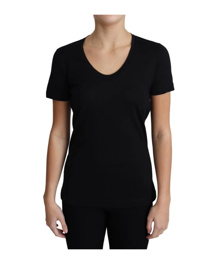 

Черная шерстяная футболка с V-образным вырезом Dolce & Gabbana, черный