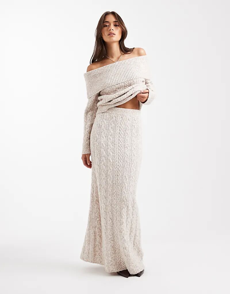 

4th & Reckless шерстяная юбка макси с косами, цвет овсяный