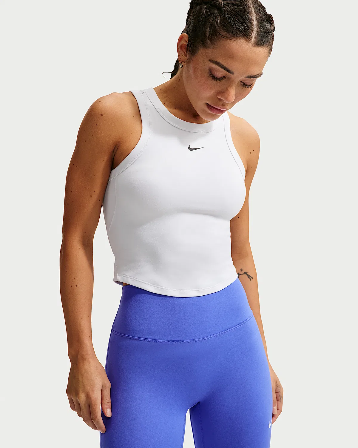 Женский укороченный топ Nike One Fitted Dri-FIT, White/Black