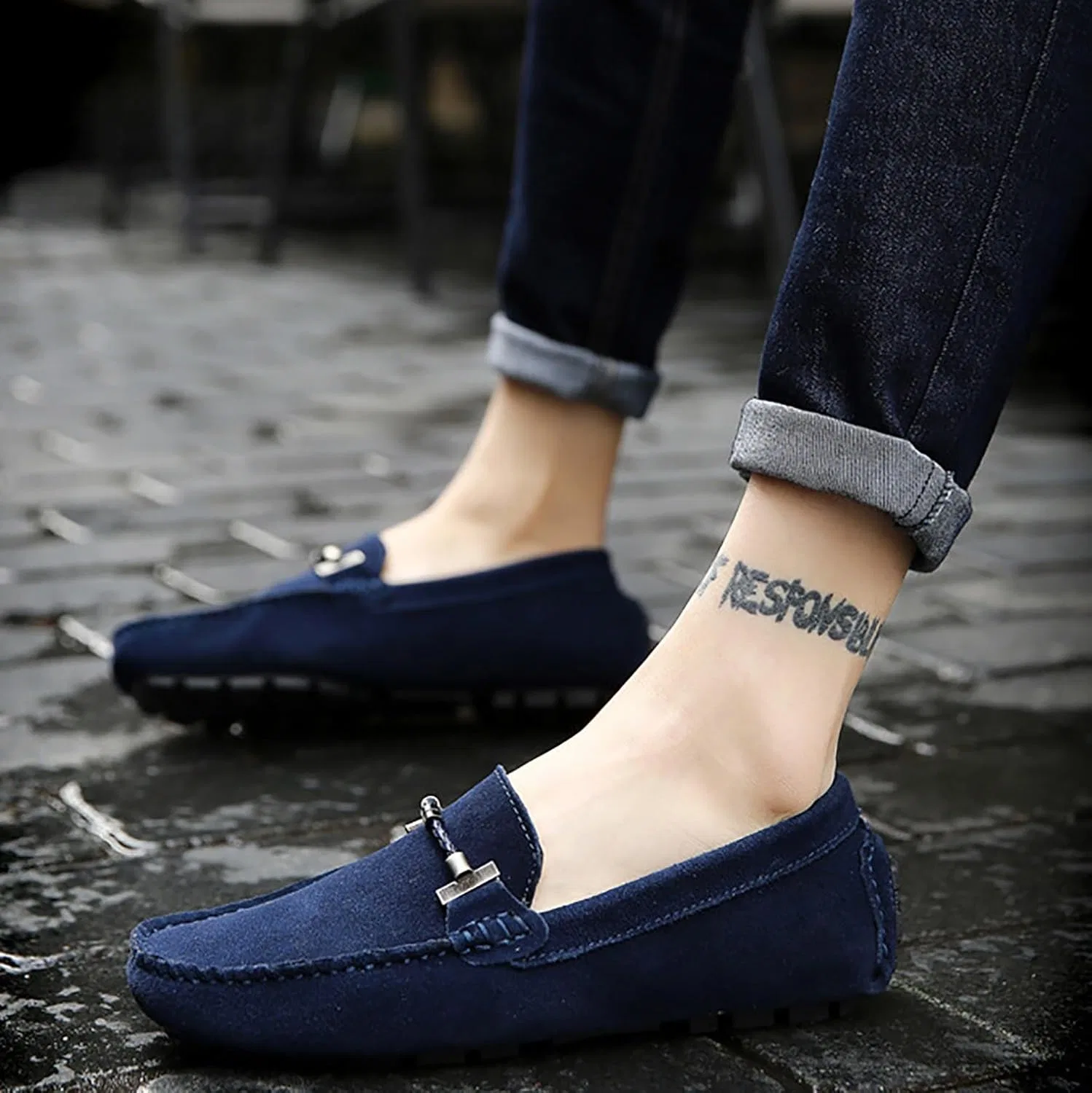 Лоферы мужские, классические мокасины, Dark Blue DAO-UPPSE — фото 3