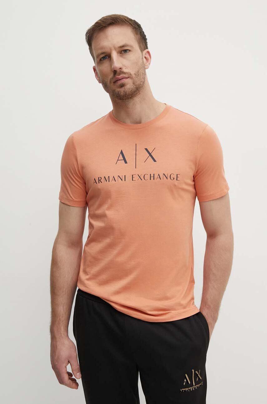 

Хлопковая футболка Armani Exchange, оранжевый