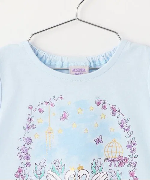 Детская футболка с принтом лебедя ANNA SUI mini белая — фото 3