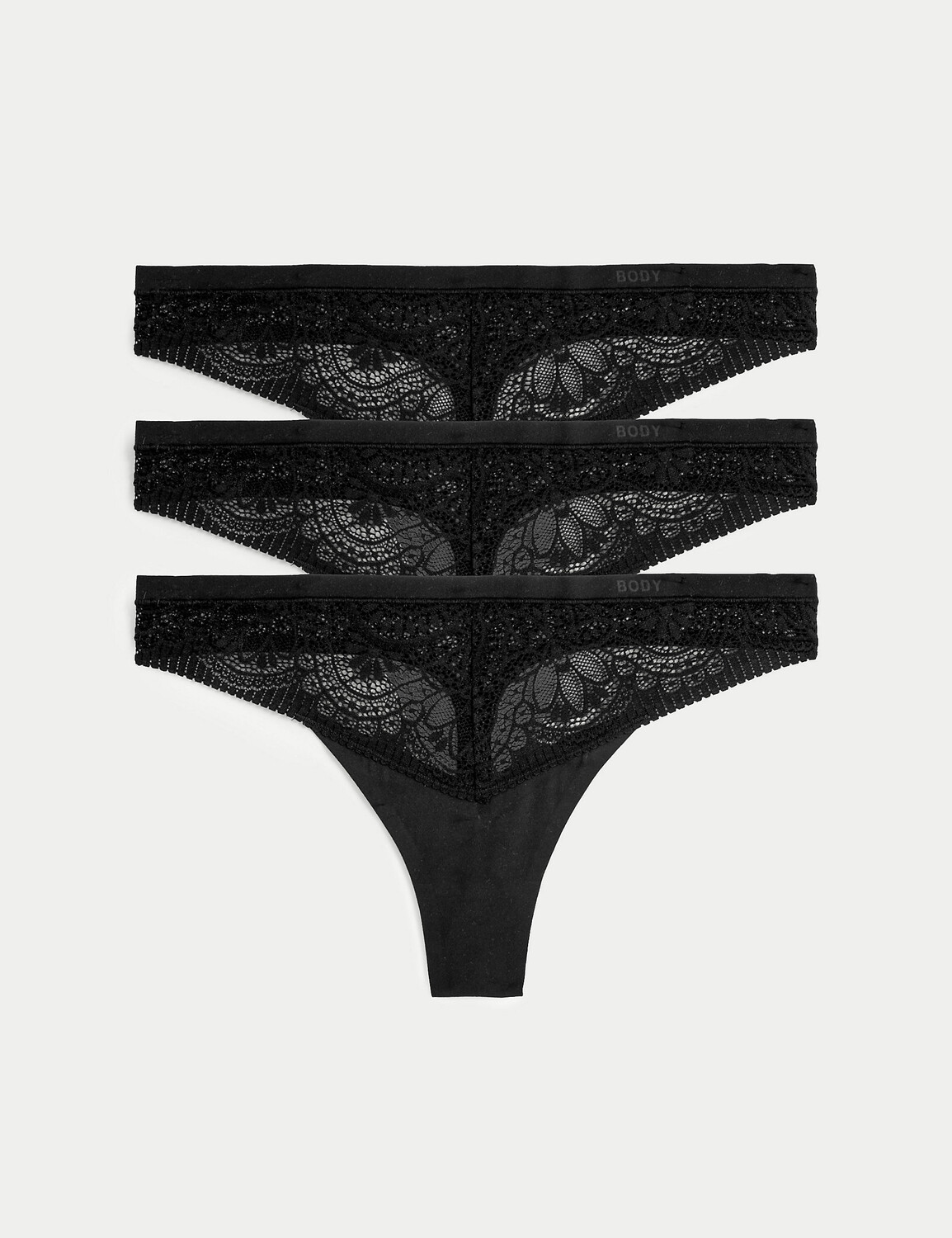

3 шт. кружевные стринги Body Soft Body, черный