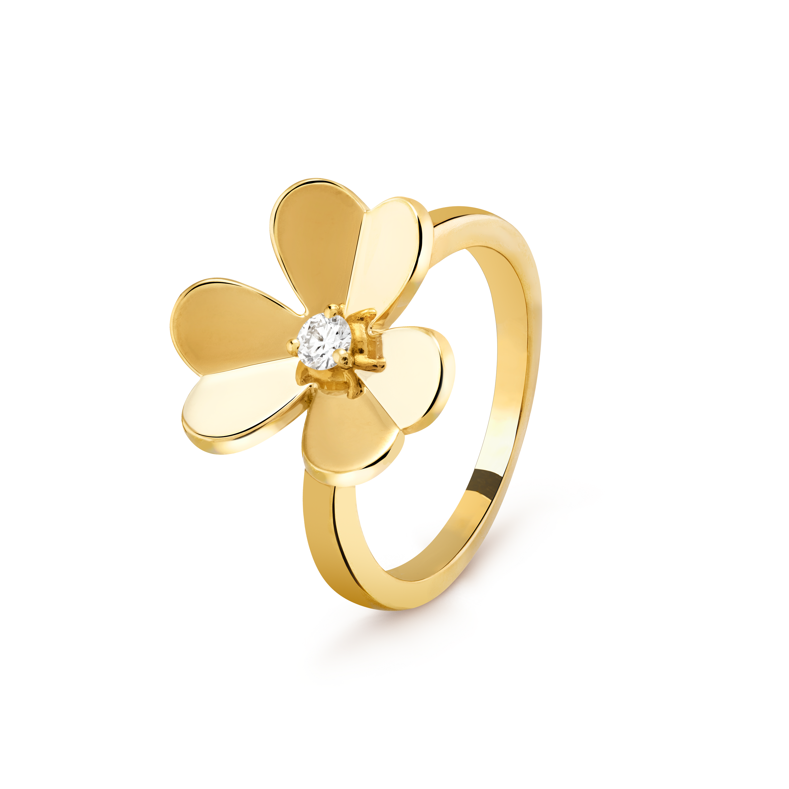 

Кольцо Van Cleef & Arpels Frivole, 1 цветок, маленькая модель, 18-ct желтое золото, бриллиант