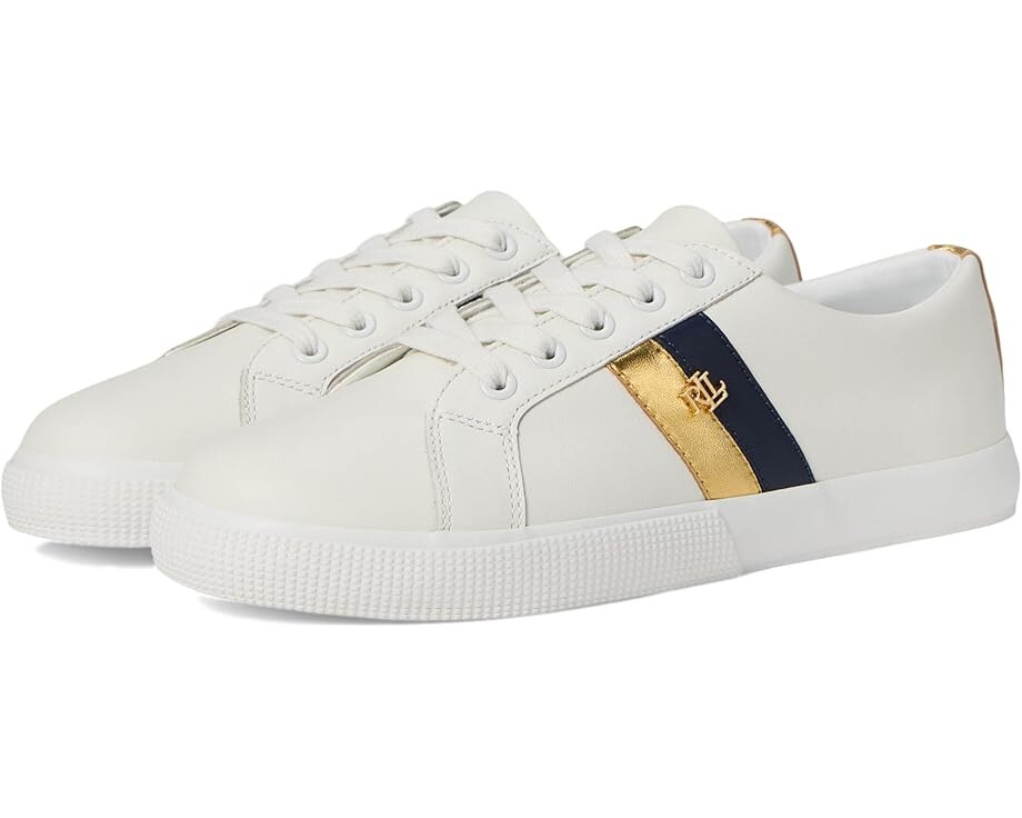 

Туфли на плоской подошве Lauren Ralph Lauren Janson II Leather Sneakers, цвет Snow White/Modern Gold/Refined Navy