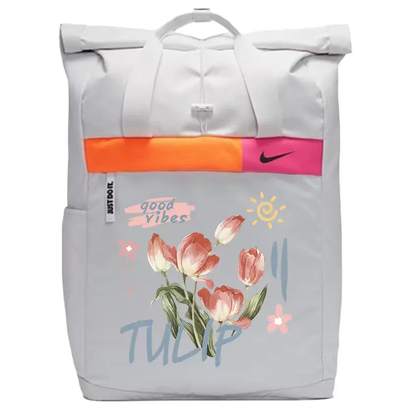 

Nike Полиэстеровый рюкзак обычный унисекс светло-серебристый серый, Floral 3