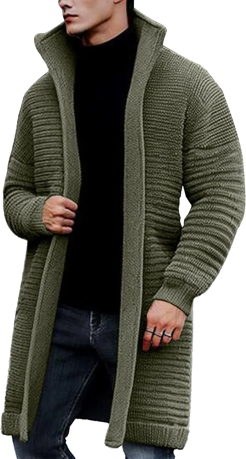 

Мужской кардиган с открытой передней частью и кабельной вязкой JEKE-DG