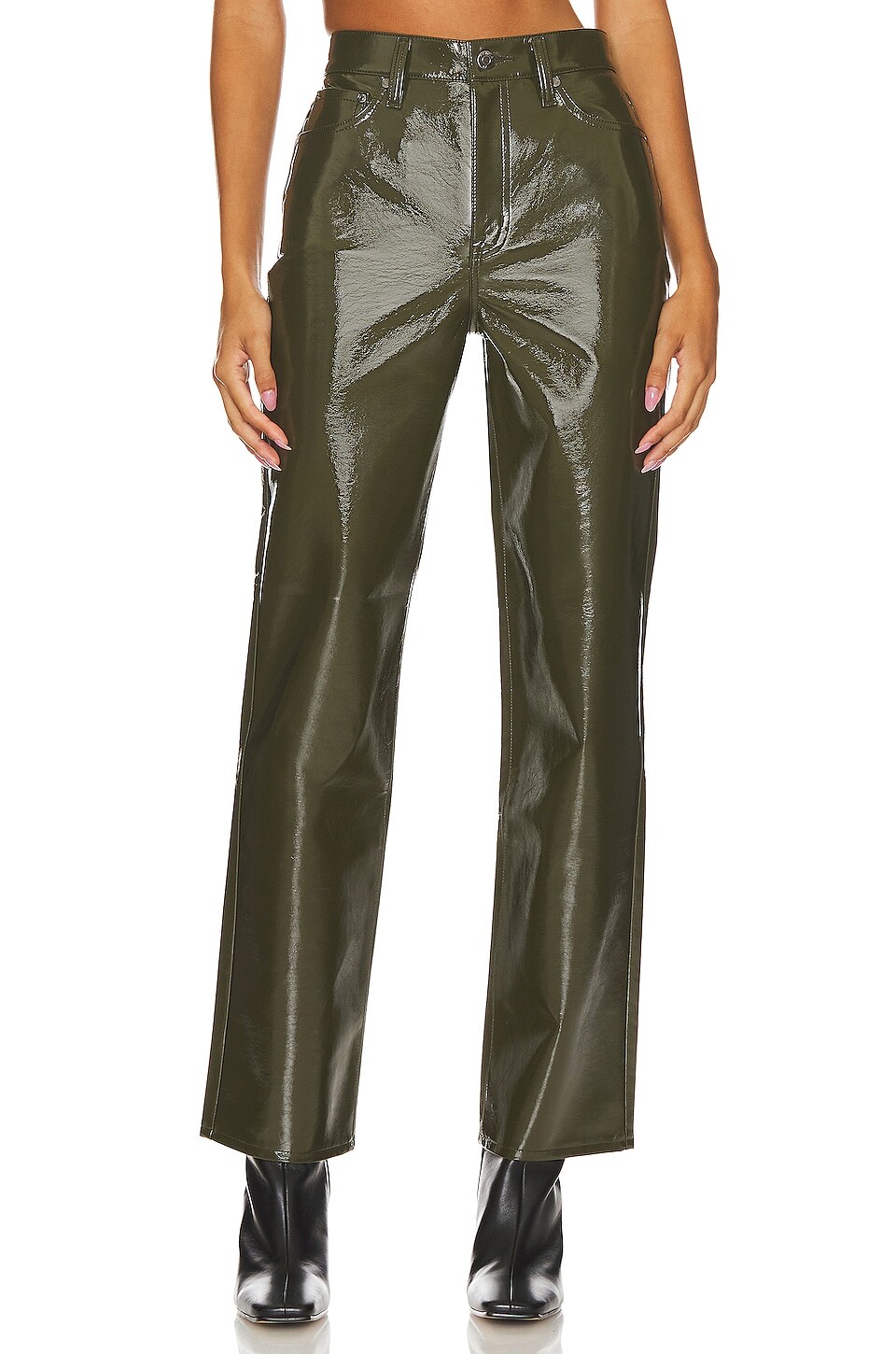 

Брюки PISTOLA Cassie Super High Rise Straight, цвет Olive Vinyl