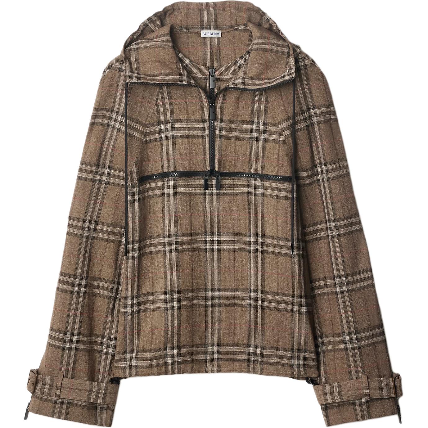 

Худи с капюшоном и молнией до половины Burberry, коричневый