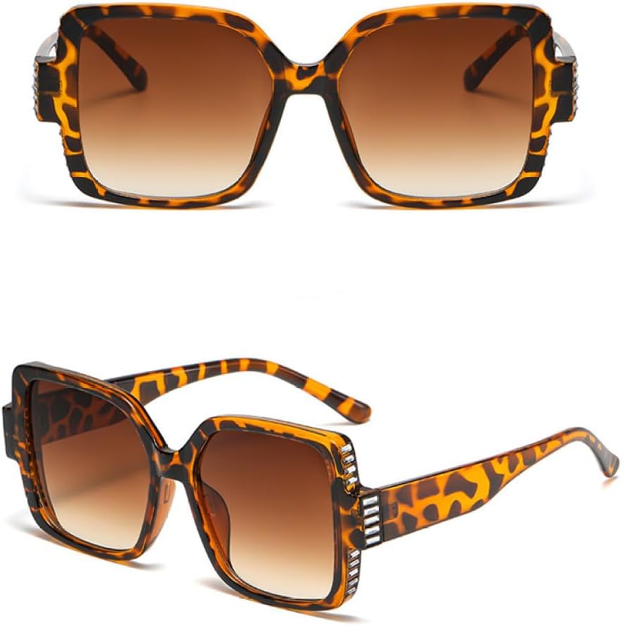 

Модные квадратные солнцезащитные очки с бриллиантами для женщин, большая оправа, солнцезащитные очки с градиентным переходом, уличные очки, черные, женские, UV400 MTZJH, Leopard