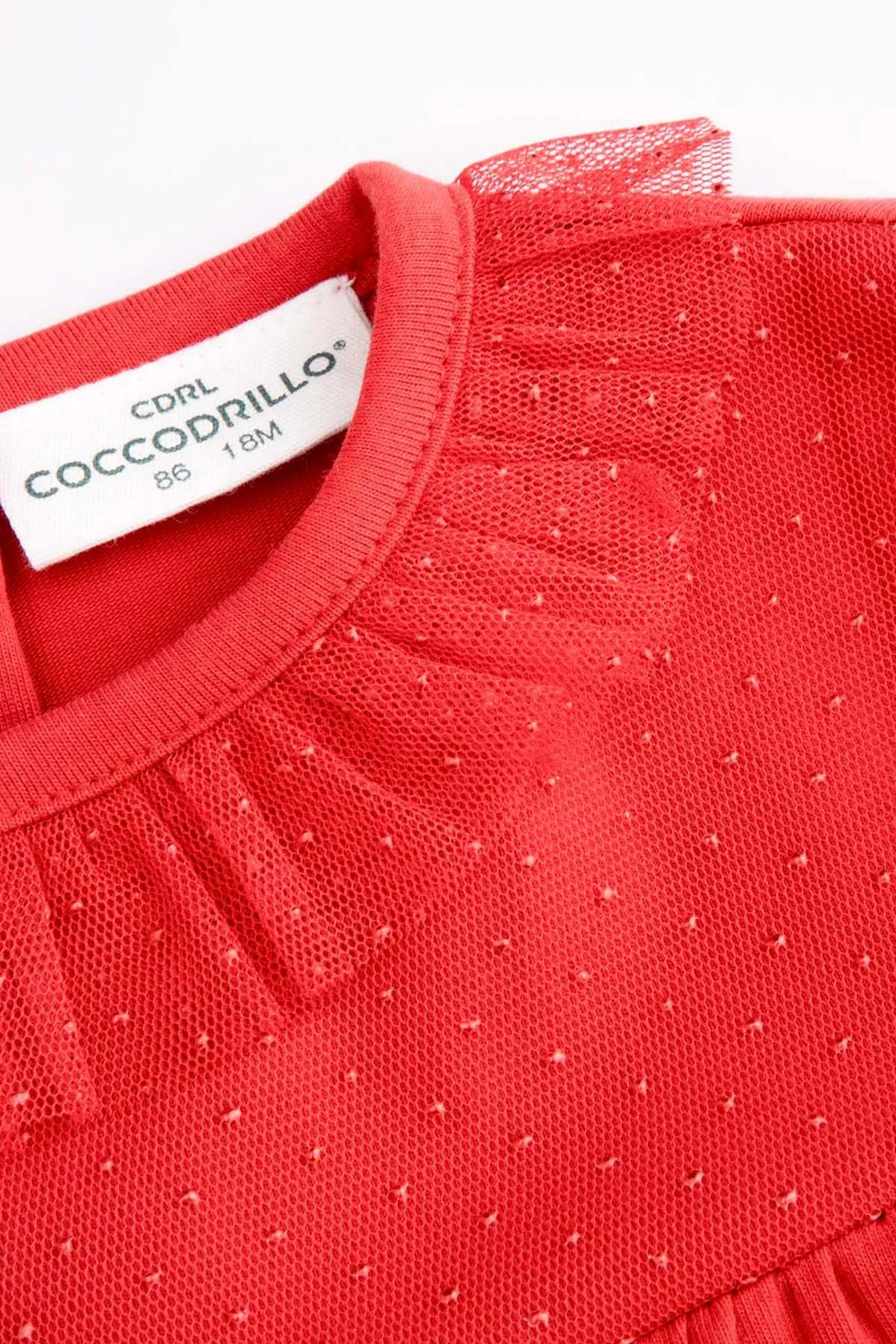 Боди с длинными рукавами, кружевной воротник Coccodrillo, красный — фото 3