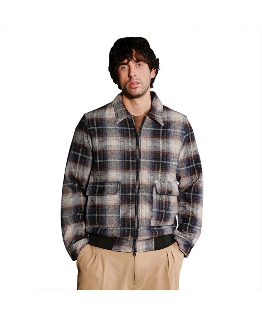 

Мужская темно-синяя клетчатая куртка на молнии Campus Sutra, Blue