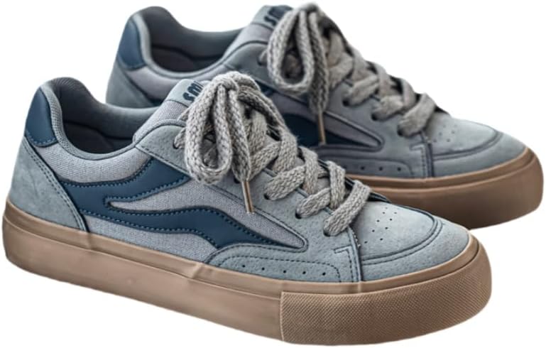 

Мужские стильные повседневные кроссовки осень/зима с низким верхом, толстой подошвой и износостойкие Clolinde, синий/серый